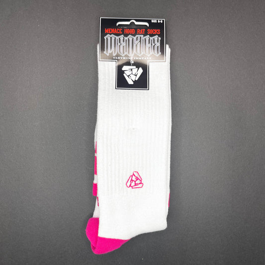 Menace Hood Rat Socks - Pink & White