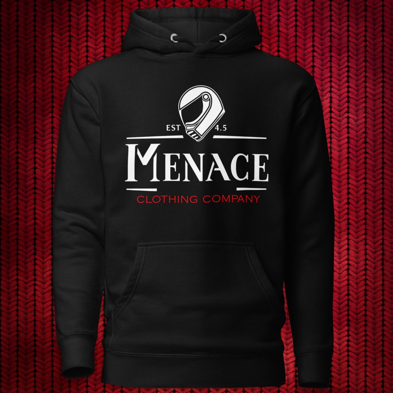Menace Clothing Menness hoodie. Black hoodie with Menace Clothing Menness graphic on the front of a black hoodie.